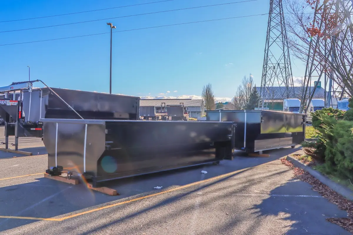 Roll-off dumpster ready for waste disposal at job site for 15 Yard Dumpster Rental in Endicott